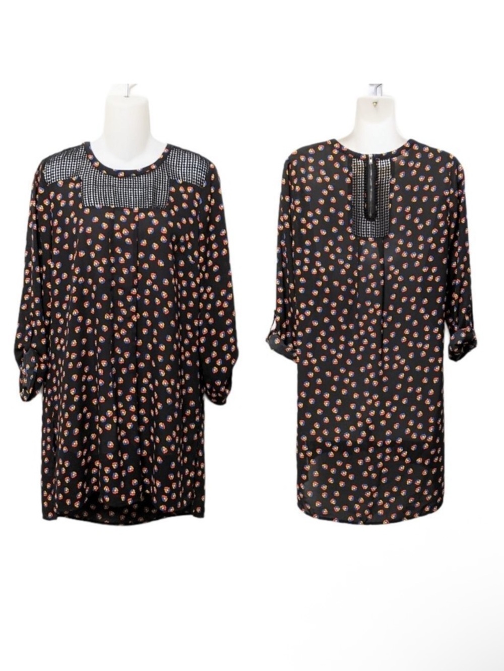 MEADOW RUE Black Floral Lattice Lace Shift Dress S